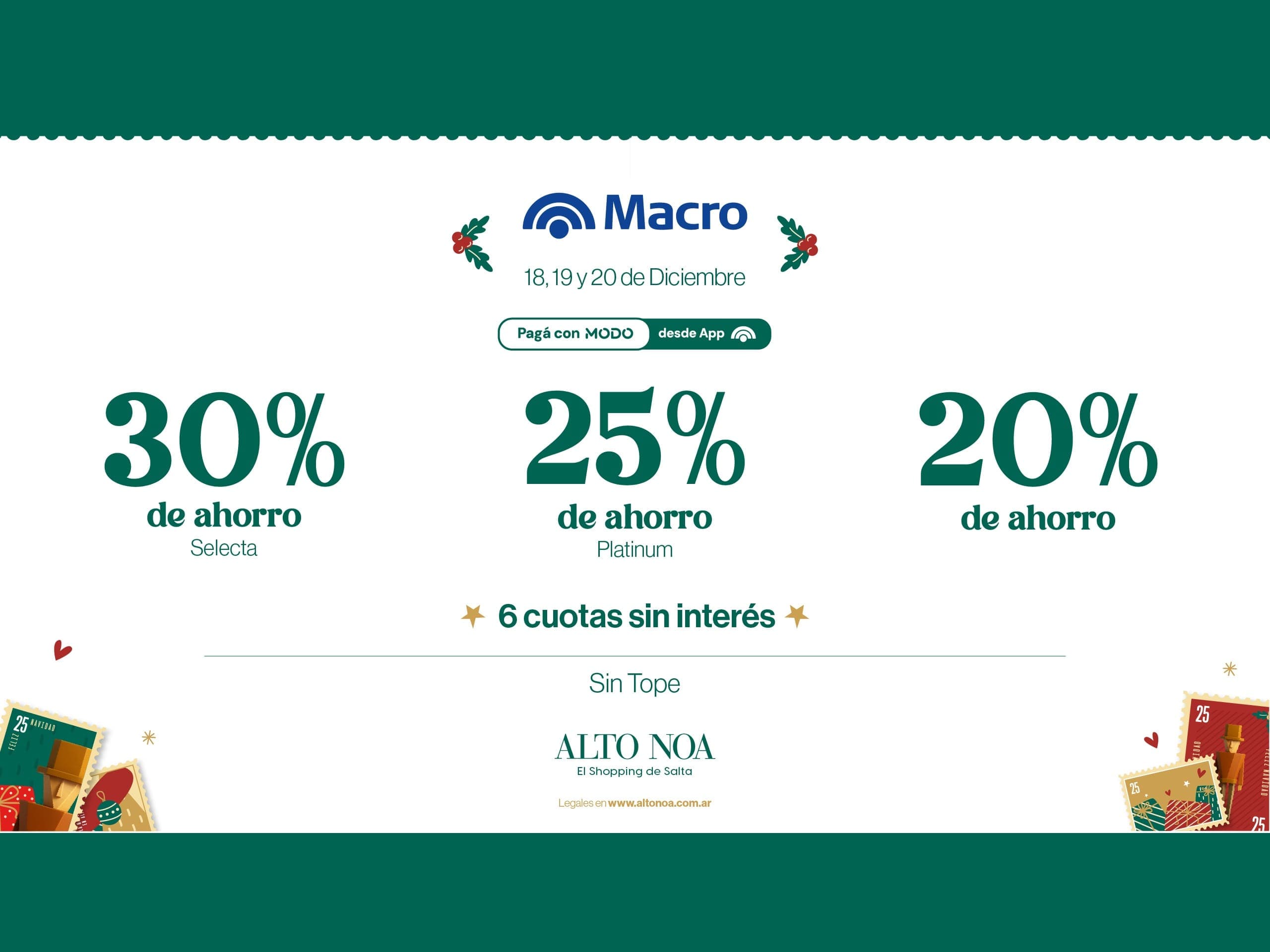 Macro Navidad: hasta 30% de ahorro + 6 cuotas sin interés