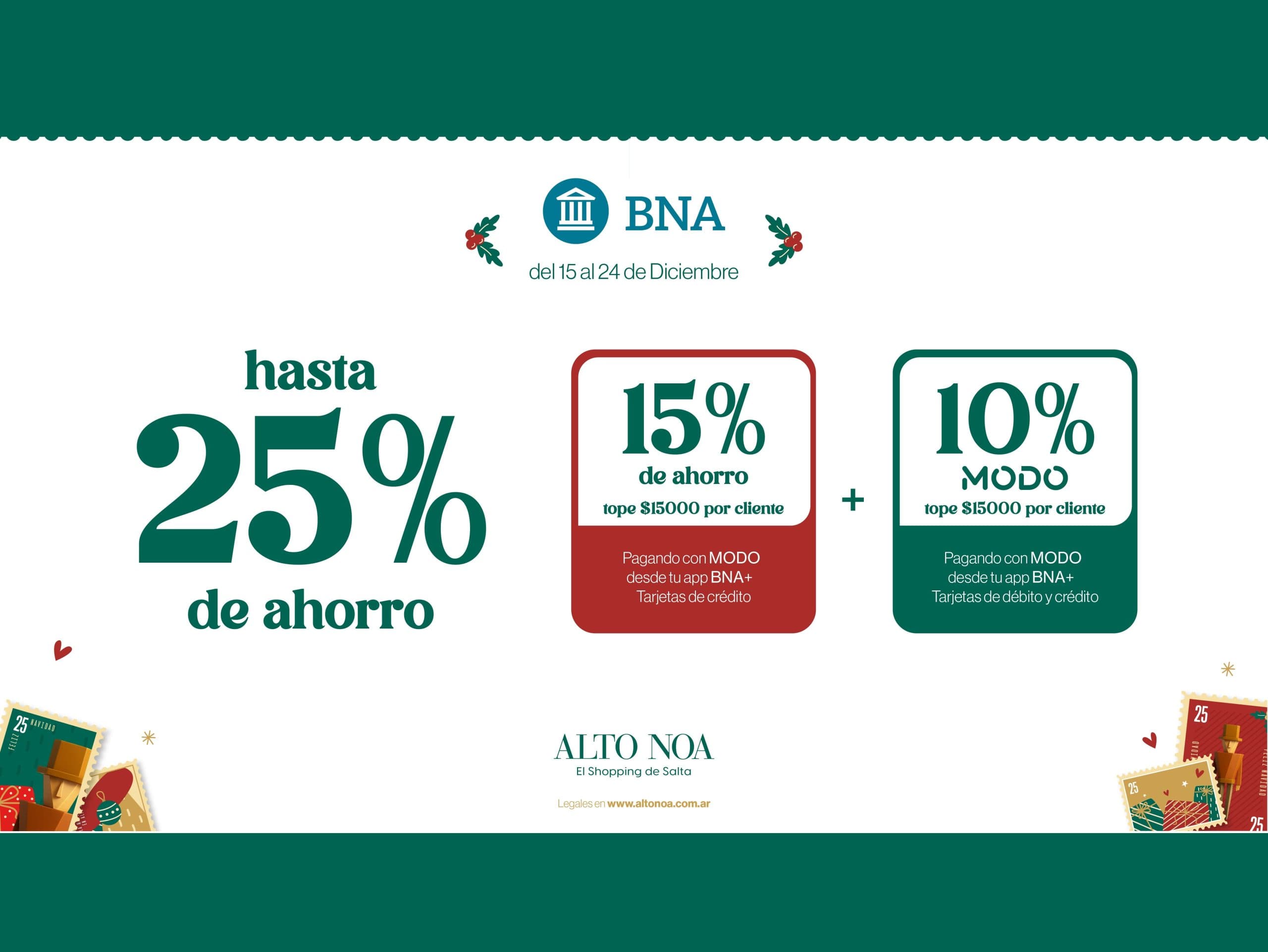 BNA Navidad: hasta 25% de ahorro pagando con MODO