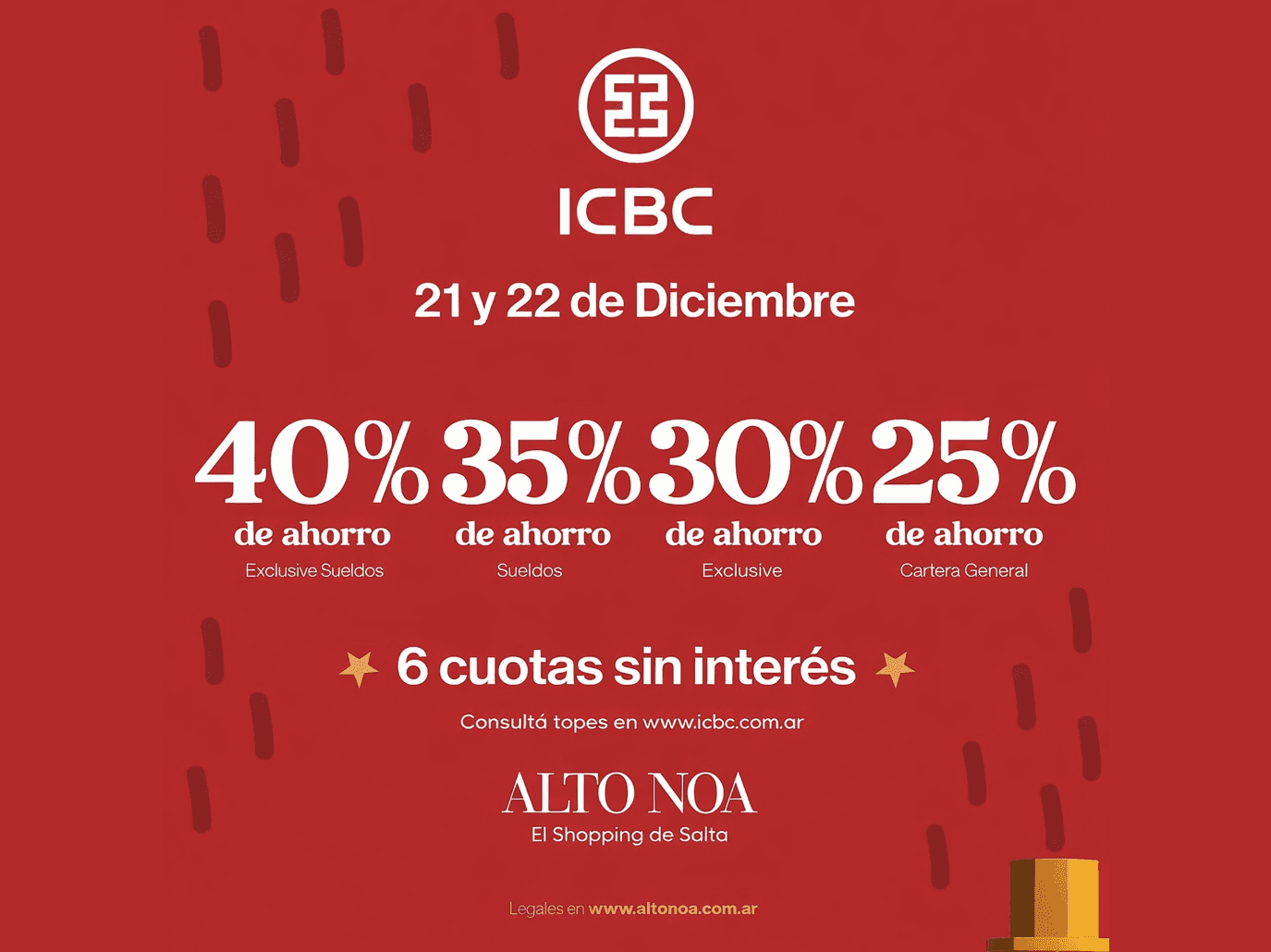 ICBC en Alto Noa: hasta 40% de ahorro y 6 cuotas sin interés
